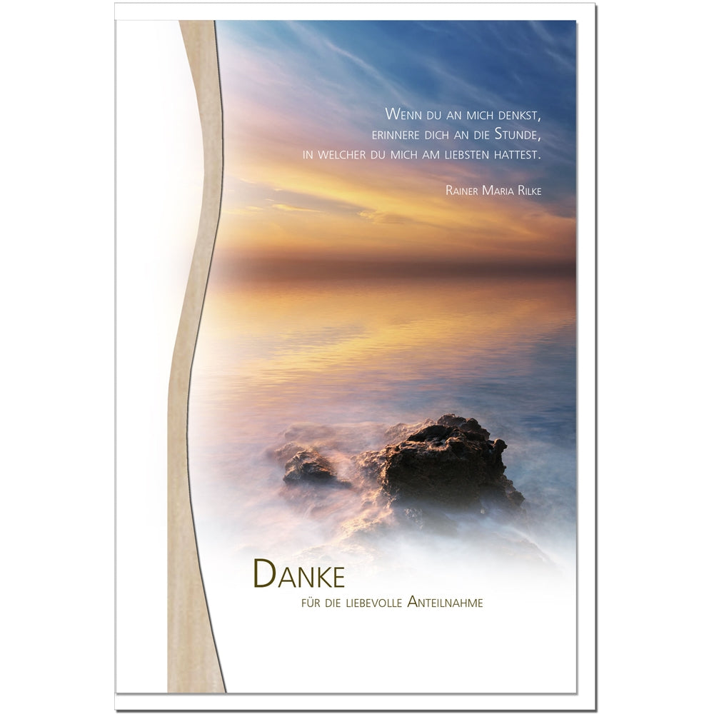 Trauer Danksagungskarten Motiv Brandung im 5er Set mit weißen Umschlägen