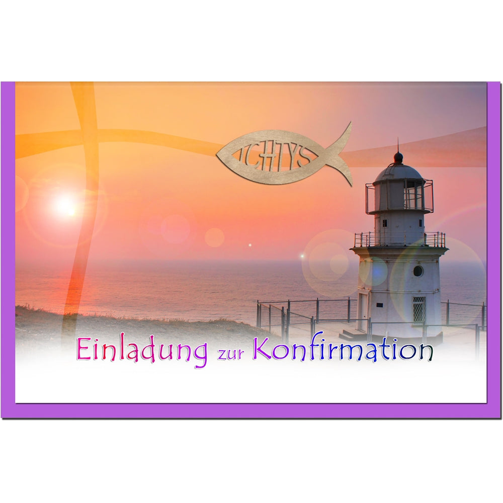 metALUm Einladungskarten KONFIRMATION - Leuchtturm