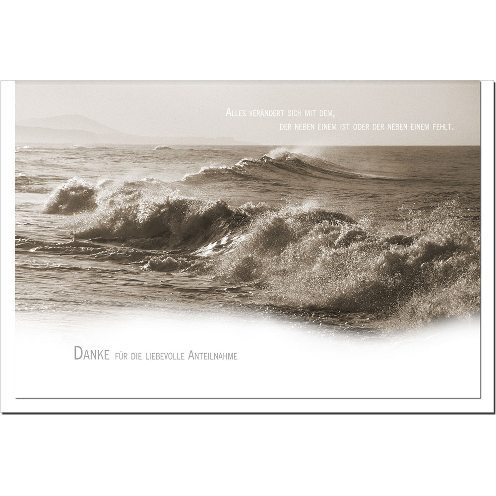 Trauer Danksagungskarten Motiv rauhes Meer im 5er Set mit weißen Umschlägen