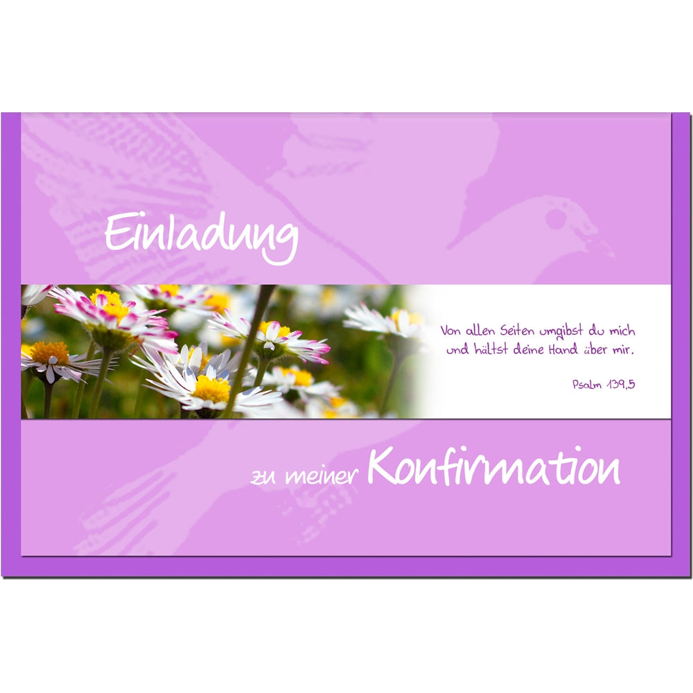 metALUm Einladungskarten im Set KONFIRMATION - Margeriten