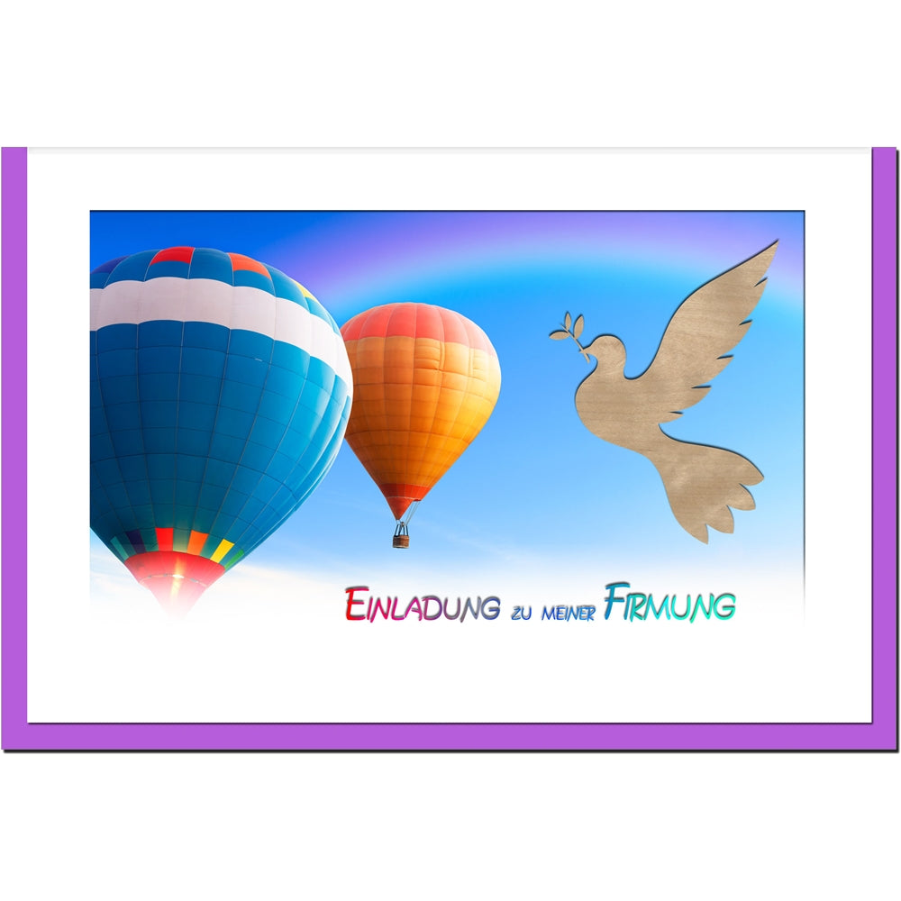 metALUm Einladungskarten im Set FIRMUNG - Heissluftballons