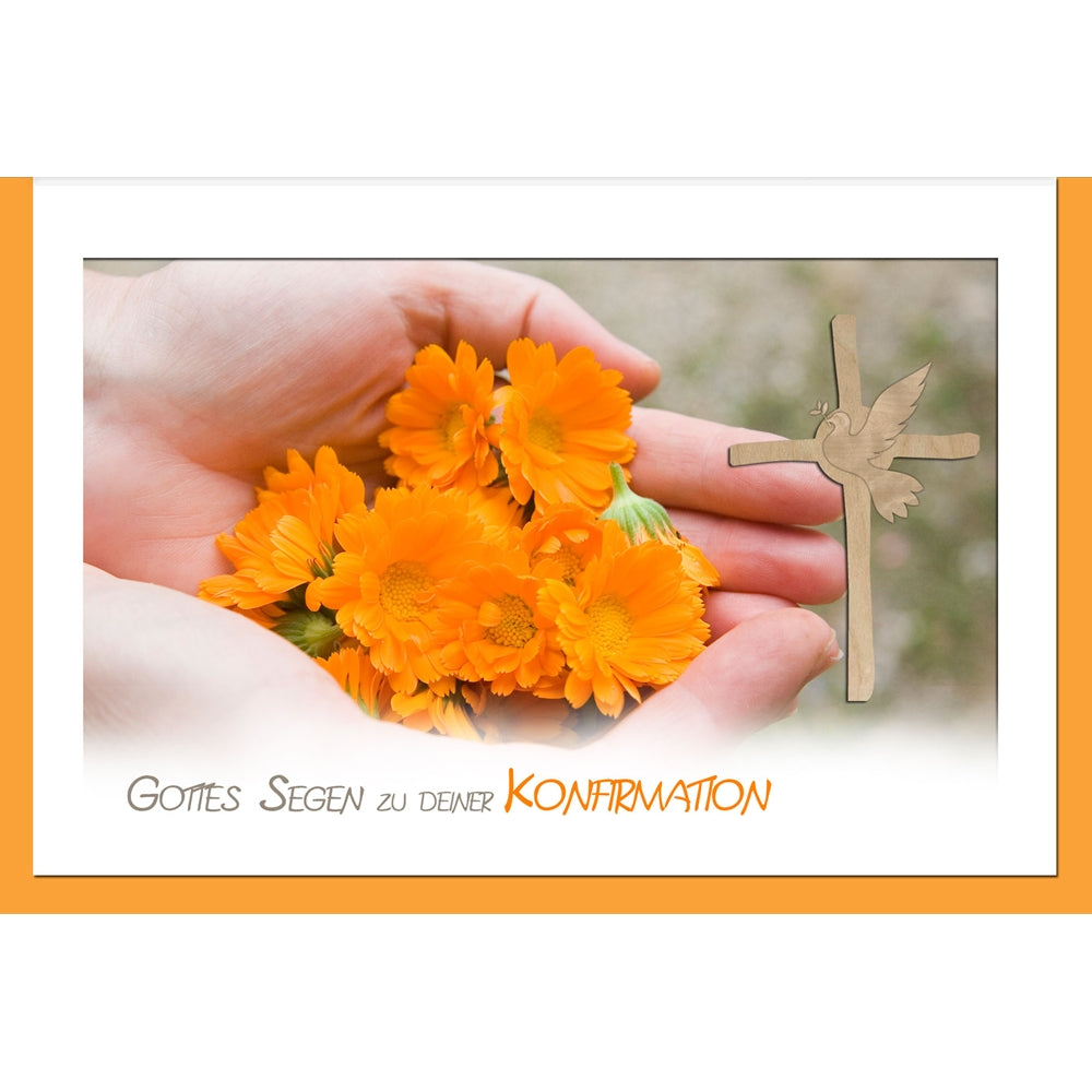 metALUm Karte zur Konfirmation KINDERHÄNDE MIT BLÜTEN - 1212046
