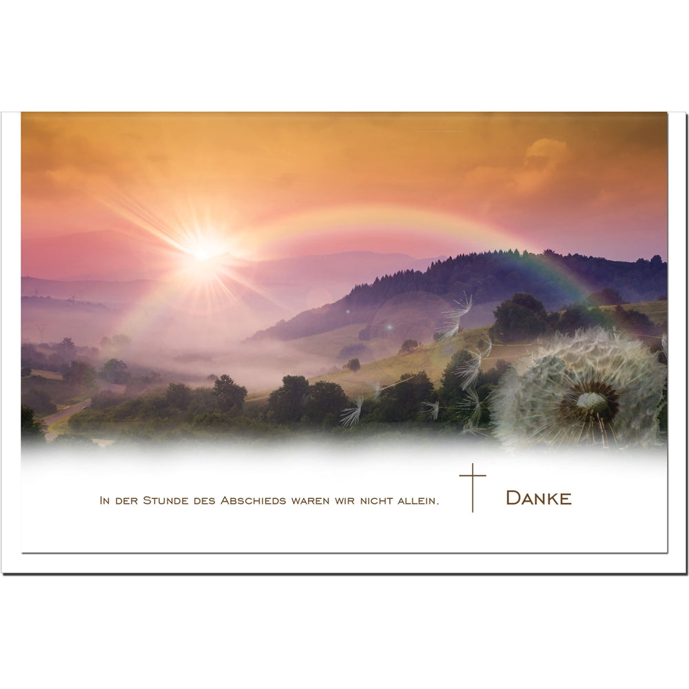 Trauer Danksagungskarten Motiv Regenbogen im 5er Set mit weißen Umschlägen