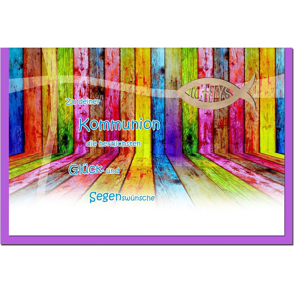 metALUm Karte zur Kommunion BUNTES HOLZ - 1211062