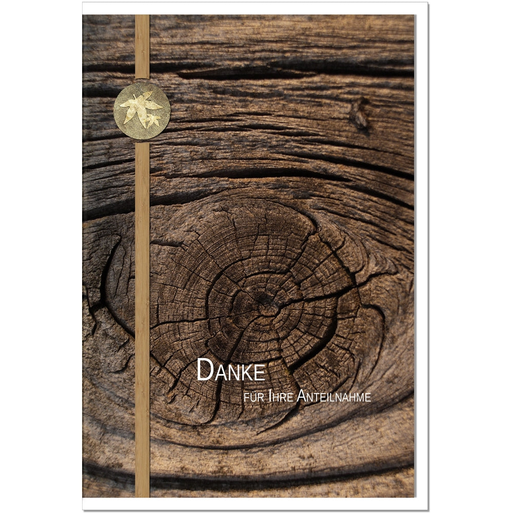 Trauer Danksagungskarten Motiv Holz im Set mit weißen Umschlägen