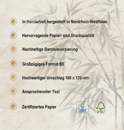 Trauerkarte VORAUSGEGANGEN mit Holzverzierung – Elegante Beileidskarte mit Segelboot-Motiv