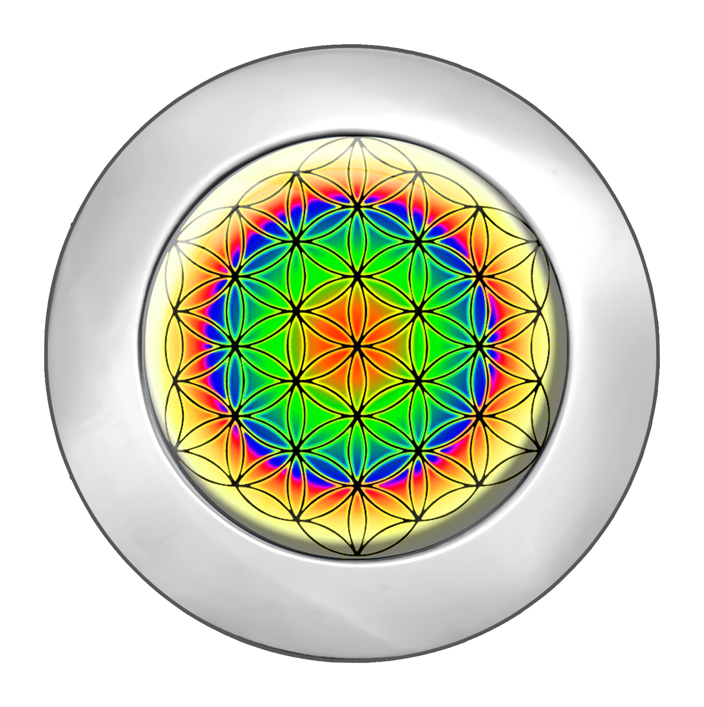 metALUm Taschenaufhänger Handtaschenhalter Blume des Lebens mit faltbarem Magnetverschluss #2601009
