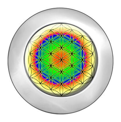 metALUm Taschenaufhänger Handtaschenhalter Blume des Lebens mit faltbarem Magnetverschluss #2601009