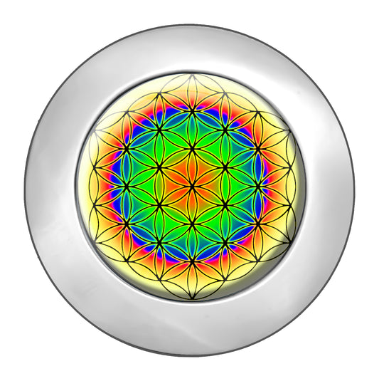 metALUm Taschenaufhänger Handtaschenhalter Blume des Lebens mit faltbarem Magnetverschluss #2601009