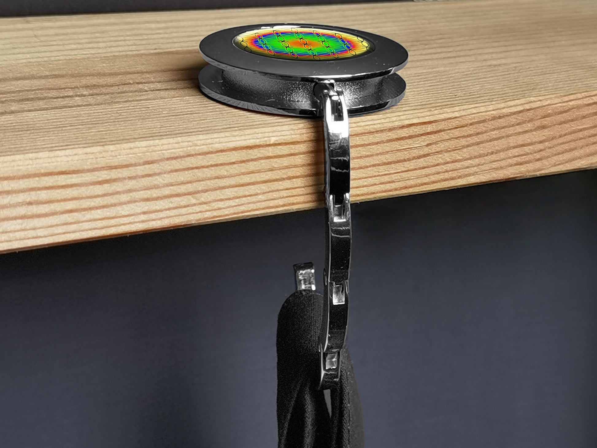 metALUm Taschenaufhänger Handtaschenhalter Blume des Lebens mit faltbarem Magnetverschluss #2601009