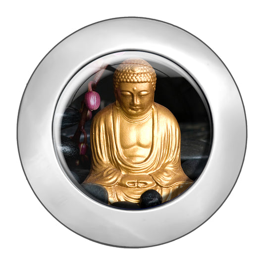 metALUm Taschenaufhänger Handtaschenhalter Buddah mit faltbarem Magnetverschluss #2601010