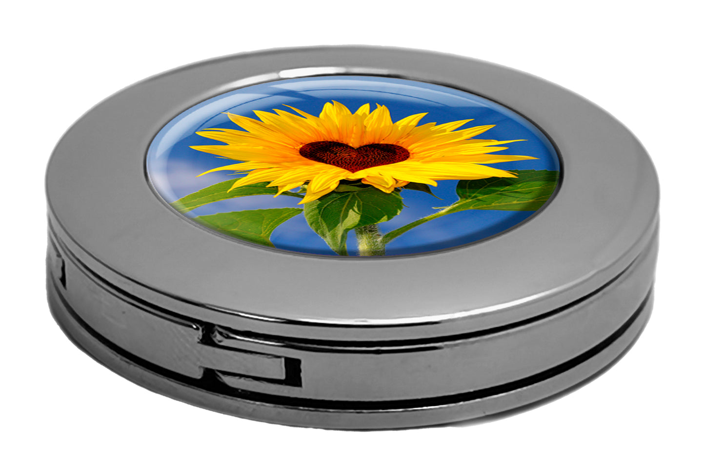 metALUm Taschenaufhänger Handtaschenhalter Sonnenblume mit faltbarem Magnetverschluss #2601016