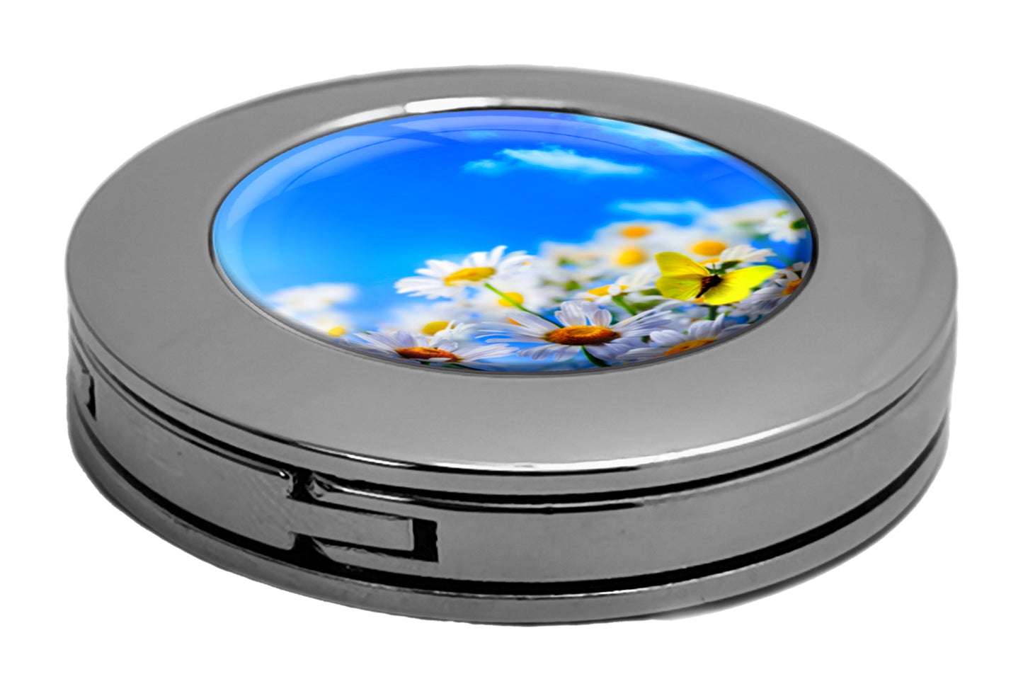 metALUm Taschenaufhänger Handtaschenhalter BLUMENWIESE mit faltbarem Magnetverschluss #2601031