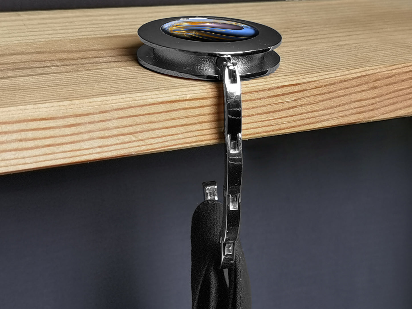 metALUm Taschenaufhänger Handtaschenhalter FRAKTAL Muster mit faltbarem Magnetverschluss #2601052