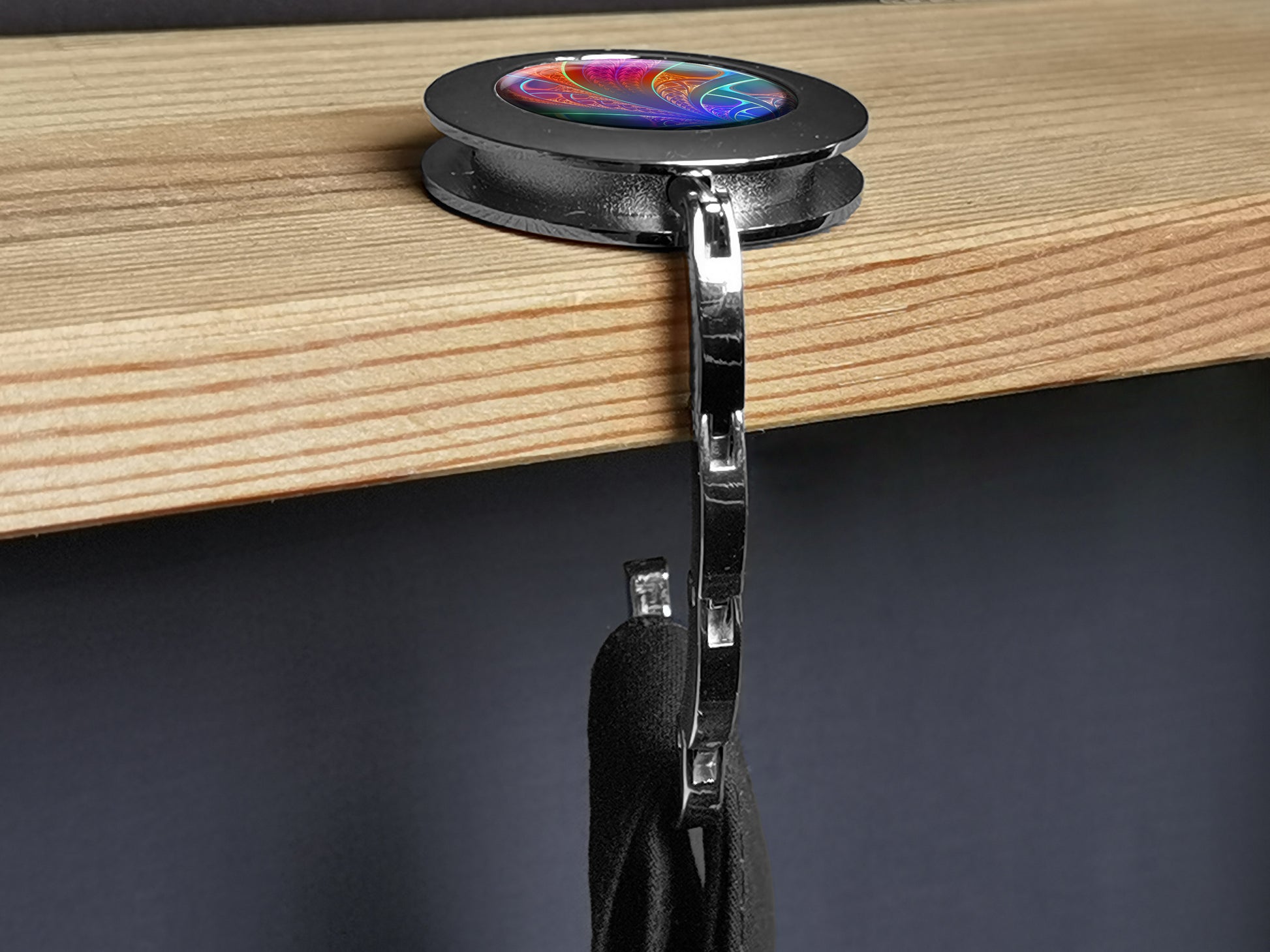 metALUm Taschenaufhänger Handtaschenhalter FRAKTAL Muster mit faltbarem Magnetverschluss #2601055