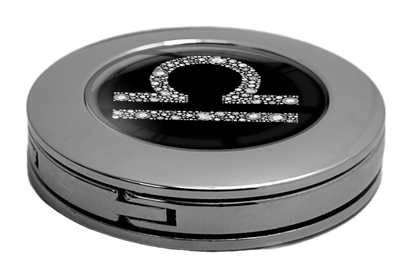 metALUm Taschenaufhänger Handtaschenhalter Sternzeichen Waage IN Silber mit faltbarem Magnetverschluss #2601064