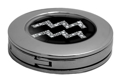 metALUm Taschenaufhänger Handtaschenhalter Sternzeichen WASSERMANN IN Silber mit faltbarem Magnetverschluss #2601066