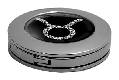 metALUm Taschenaufhänger Handtaschenhalter Sternzeichen STIER IN Silber mit faltbarem Magnetverschluss #2601067