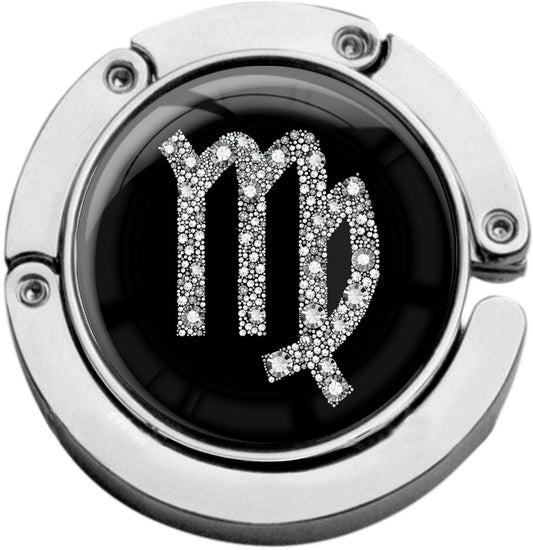 metALUm Taschenaufhänger Handtaschenhalter Sternzeichen Jungfrau IN Silber mit faltbarem Magnetverschluss #2601070