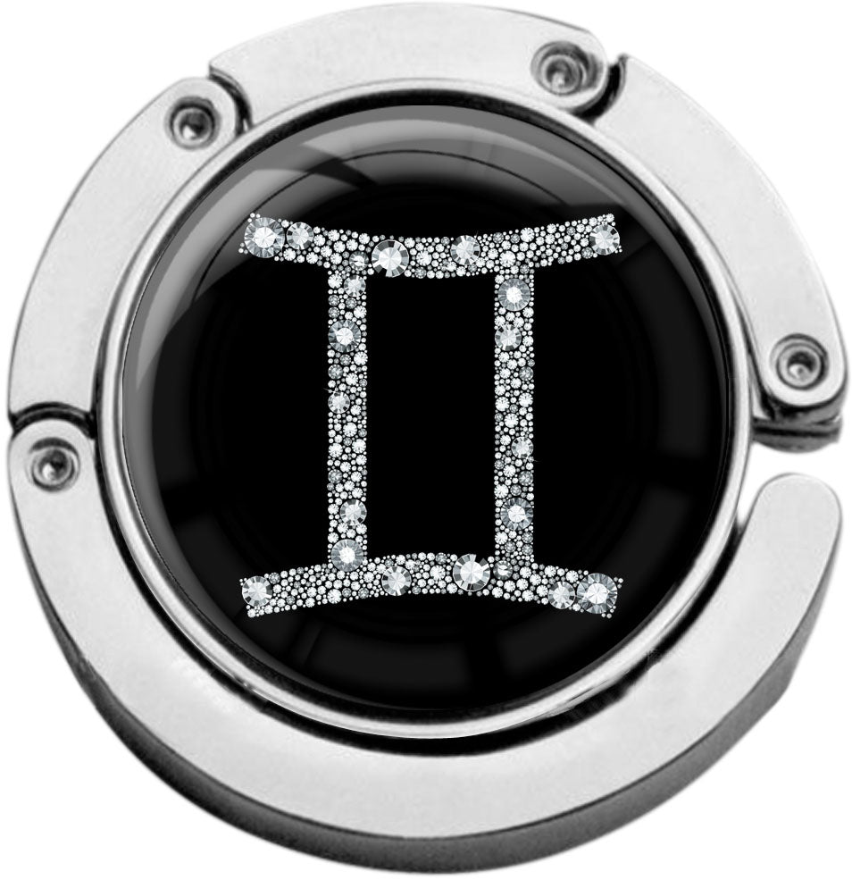 metALUm Taschenaufhänger Handtaschenhalter Sternzeichen ZWILLING IN Silber mit faltbarem Magnetverschluss #2601073