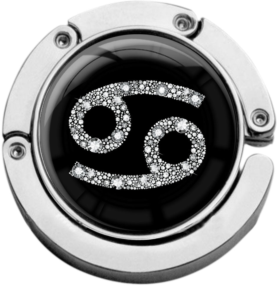 metALUm Taschenaufhänger Handtaschenhalter Sternzeichen Krebs IN Silber mit faltbarem Magnetverschluss #2601074