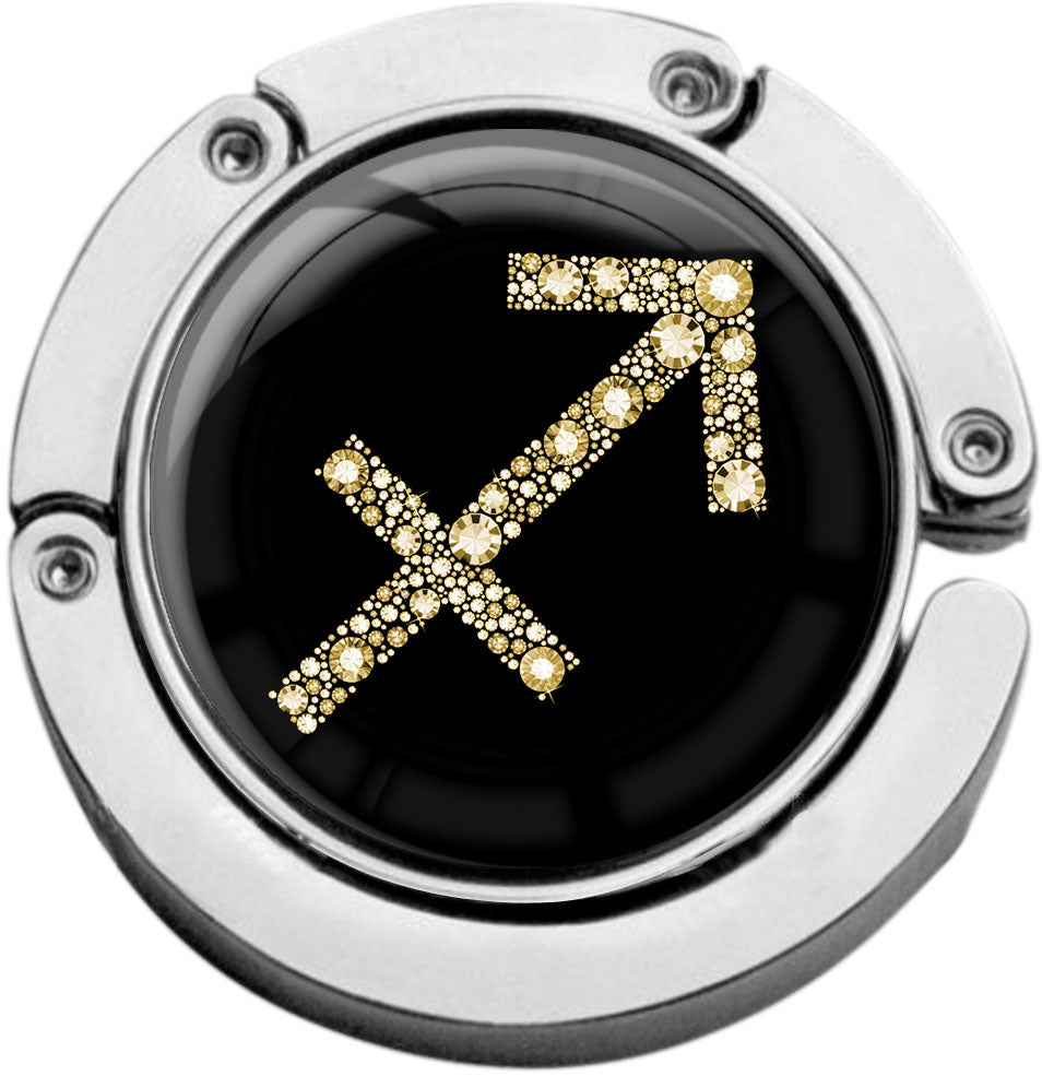 metALUm Taschenaufhänger Handtaschenhalter Sternzeichen SCHÜTZE IN Gold mit faltbarem Magnetverschluss #2601077