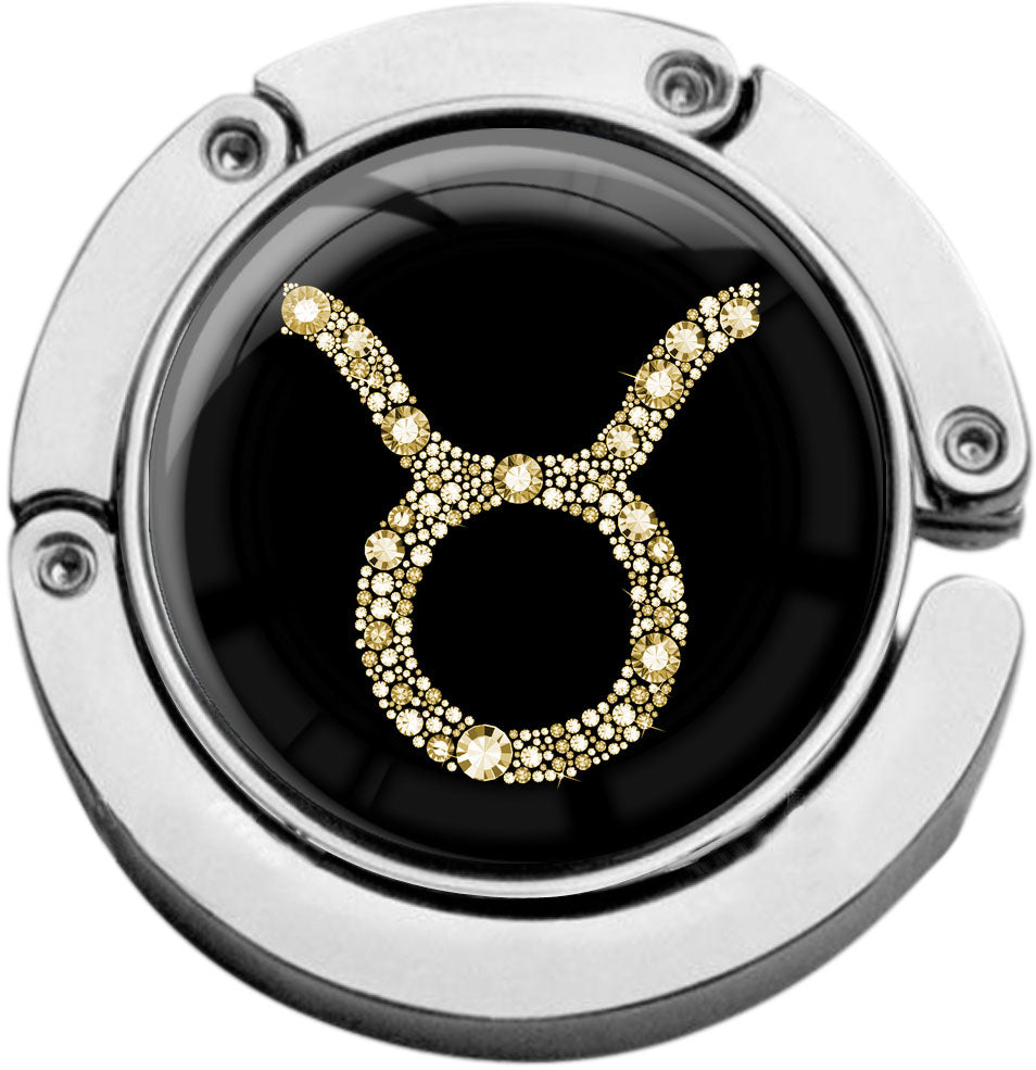 metALUm Taschenaufhänger Handtaschenhalter Sternzeichen STIER IN Gold mit faltbarem Magnetverschluss #2601079