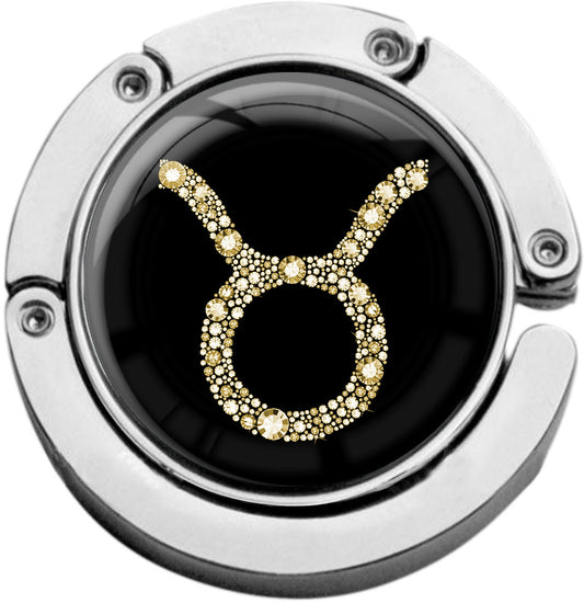 metALUm Taschenaufhänger Handtaschenhalter Sternzeichen STIER IN Gold mit faltbarem Magnetverschluss #2601079