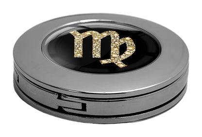 metALUm Taschenaufhänger Handtaschenhalter Sternzeichen Jungfrau IN Gold mit faltbarem Magnetverschluss #2601082