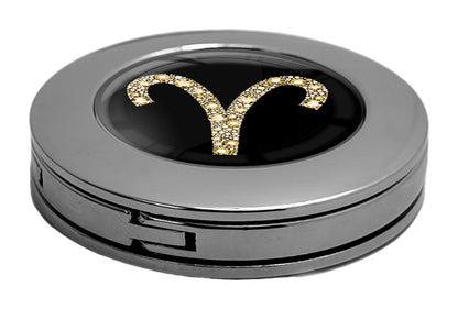 metALUm Taschenaufhänger Handtaschenhalter Sternzeichen Widder IN Gold mit faltbarem Magnetverschluss #2601084