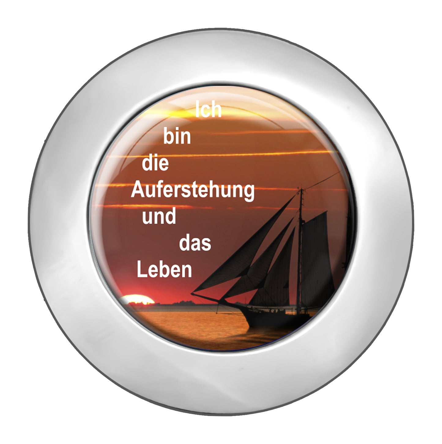 metALUm christlicher Taschenaufhänger AUFERSTEHUNG mit faltbarem Magnetverschluss #265010002