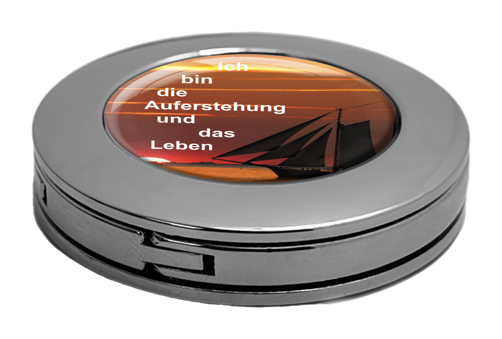 metALUm christlicher Taschenaufhänger AUFERSTEHUNG mit faltbarem Magnetverschluss #265010002