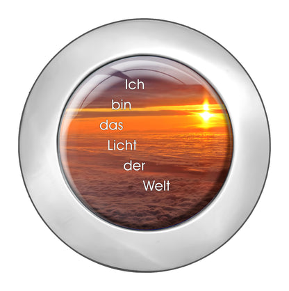 metALUm christlicher Taschenaufhänger LICHT DER Welt mit faltbarem Magnetverschluss #265010007