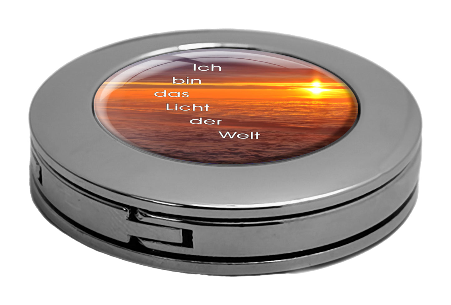 metALUm christlicher Taschenaufhänger LICHT DER Welt mit faltbarem Magnetverschluss #265010007