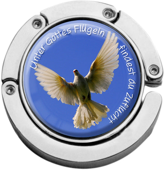 metALUm christlicher Taschenaufhänger ZUFLUCHT mit faltbarem Magnetverschluss #265010011