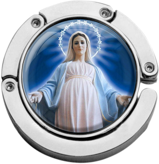 metALUm christlicher Taschenaufhänger Maria mit faltbarem Magnetverschluss #265010012