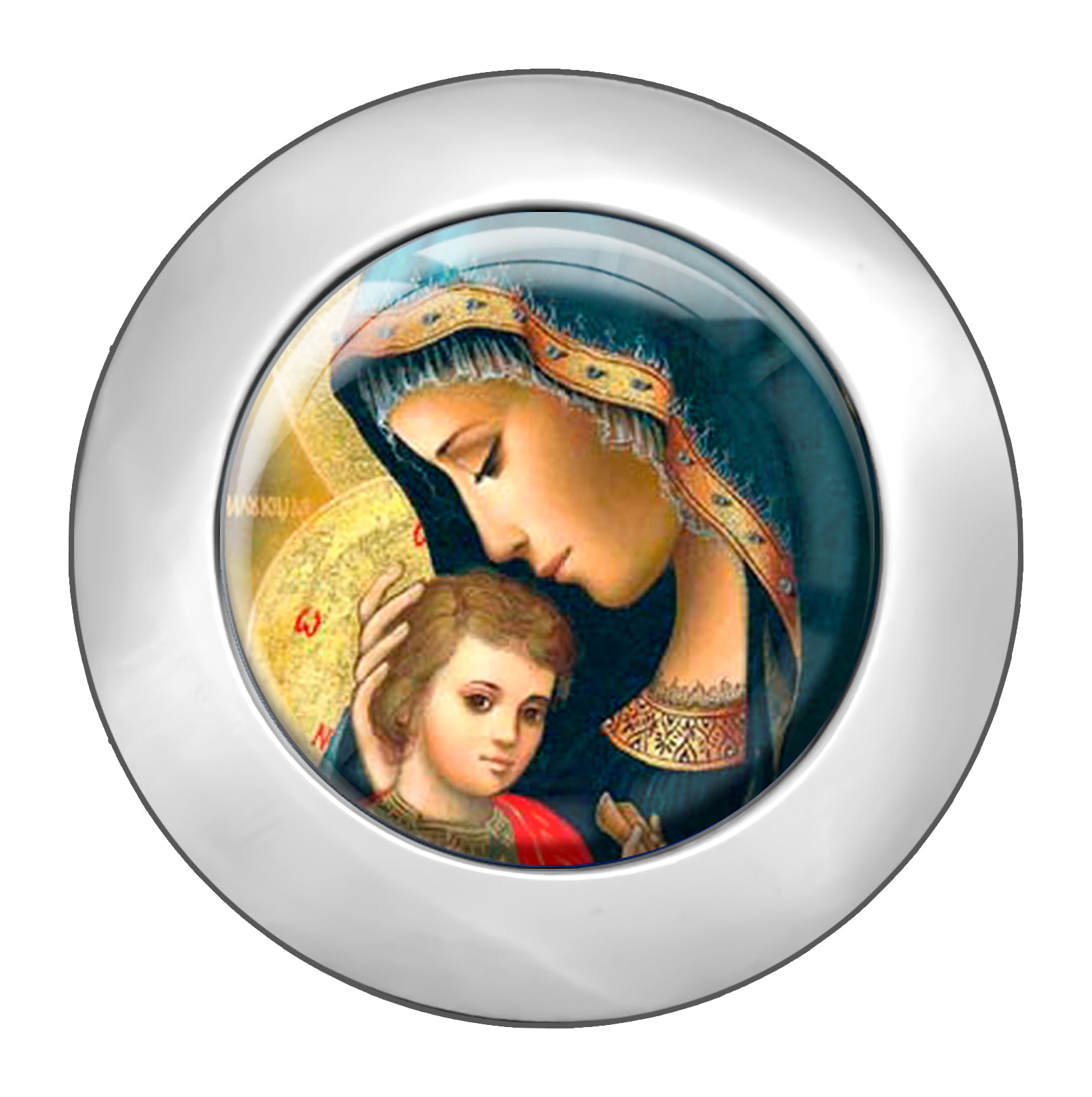 metALUm christlicher Taschenaufhänger Maria mit faltbarem Magnetverschluss #265010015