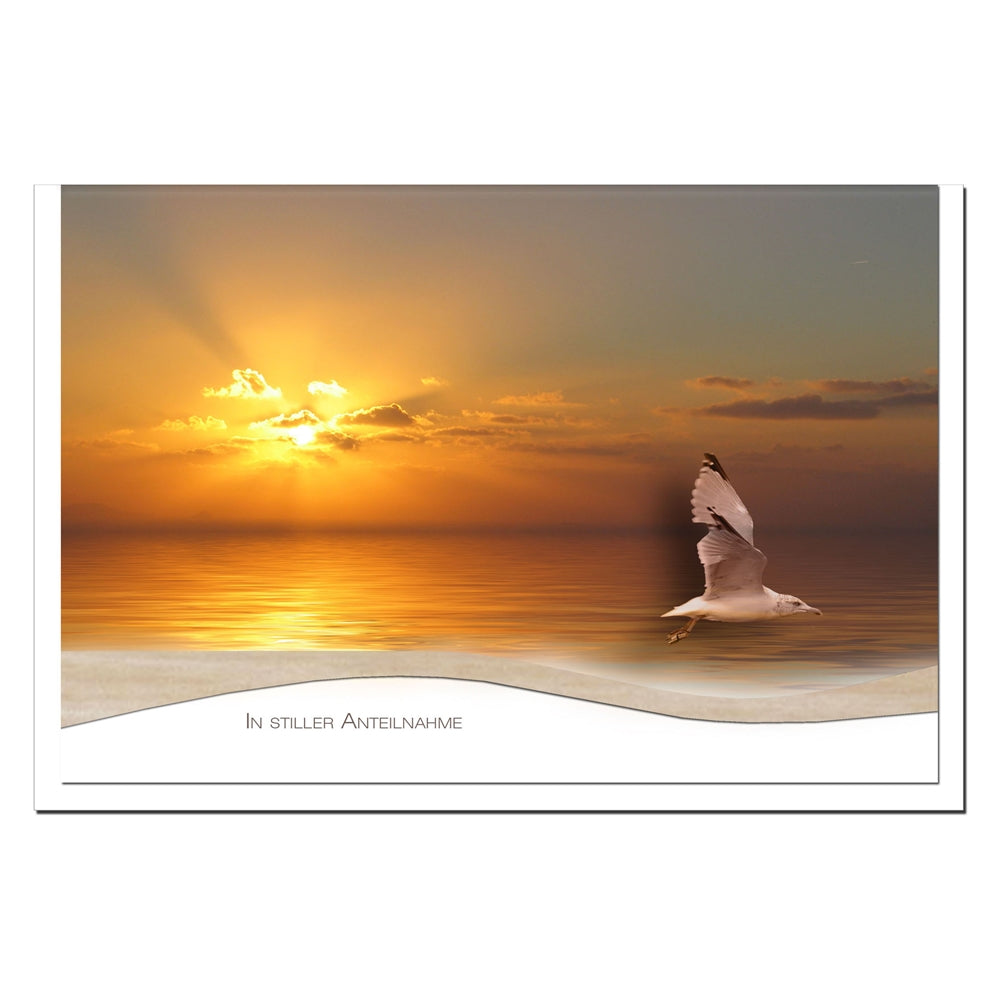 Trauerkarte WEITE - Sonnenuntergang am Meer - metALUm #01520