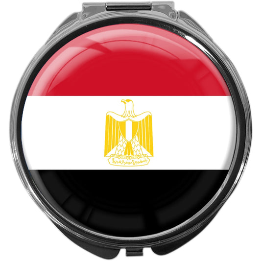 metALUm Pillendose mit Spiegel rund Metall 3 Fächer FLAGGE ÄGYPTEN #0072