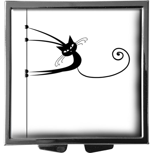 metALUm XXL Pillendose quadratisch 4 Fächer Katze #0001