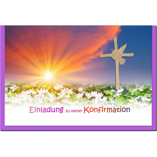 metALUm Einladungskarten KONFIRMATION - Sonnenuntergang