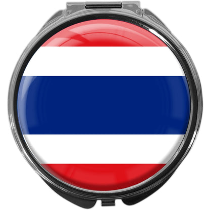 metALUm Pillendose mit Spiegel rund Metall 3 Fächer FLAGGE THAILAND #0038