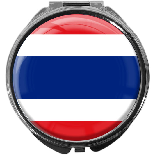 metALUm Pillendose mit Spiegel rund Metall 3 Fächer FLAGGE THAILAND #0038
