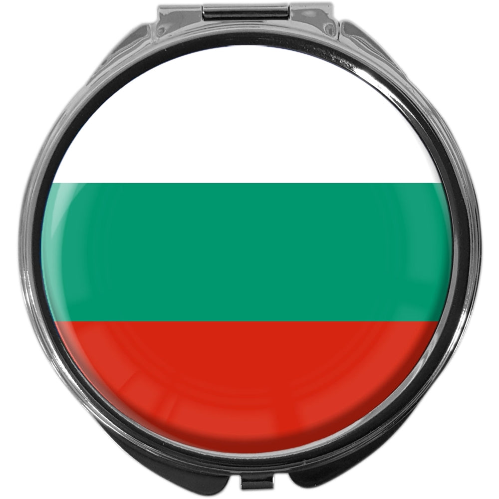 metALUm Pillendose mit Spiegel rund Metall 3 Fächer FLAGGE BULGARIEN #0016