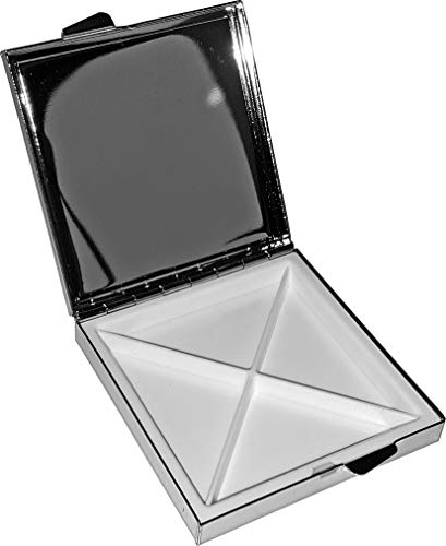 metALUm XXL Pillendose quadratisch 4 Fächer Zeichnung einer Blüte #0025