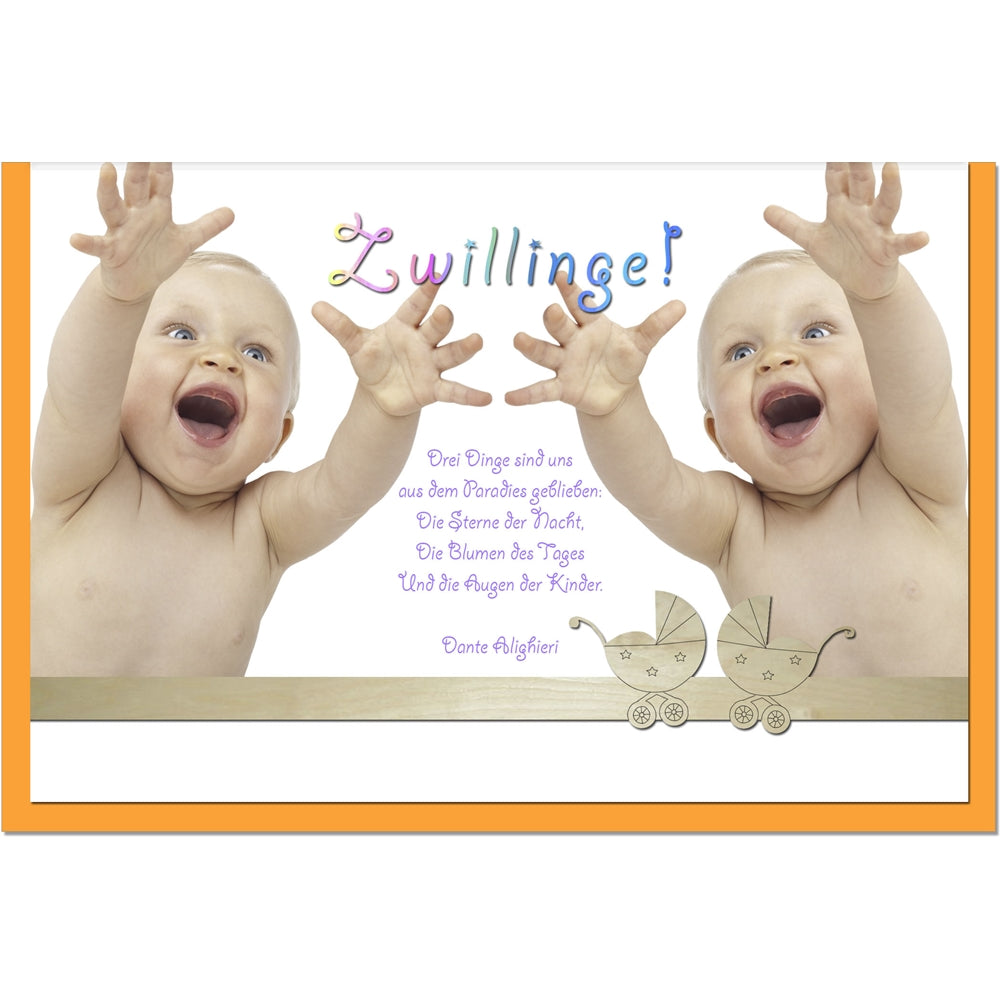 metALUm Karte zur Geburt von Zwillingen ZWEI BABYS - 1205010S