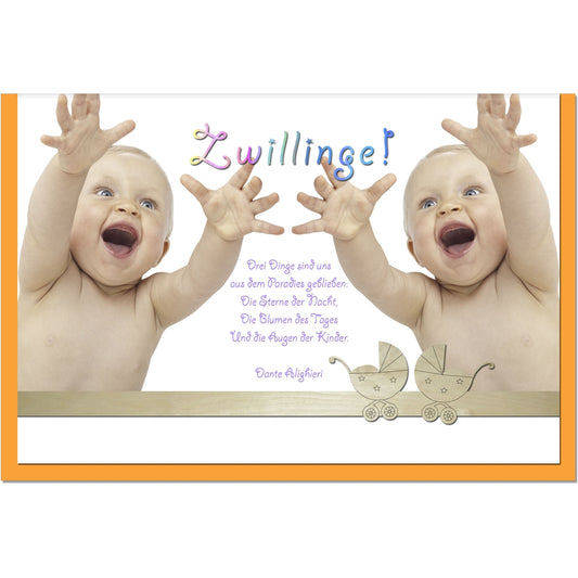 metALUm Karte zur Geburt von Zwillingen ZWEI BABYS - 1205010S