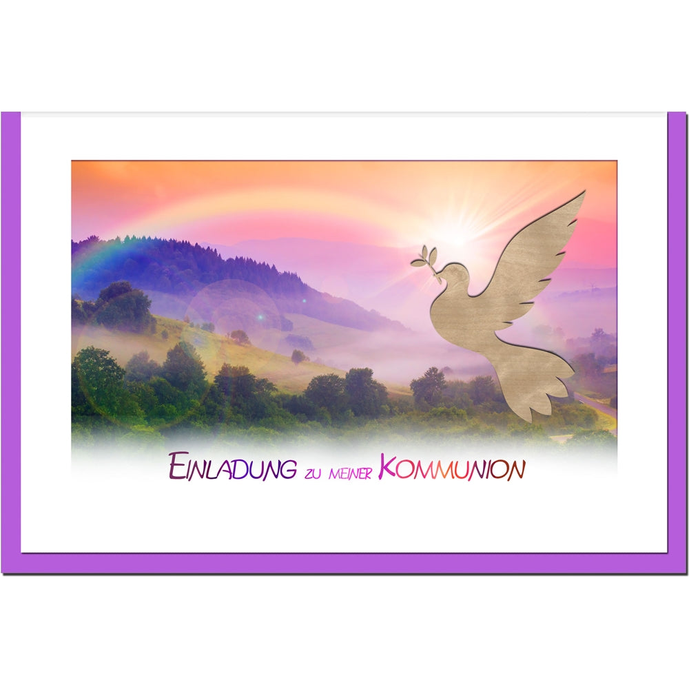 metALUm Einladungskarten KOMMUNION - Regenbogen - 10 Karten - 1601012