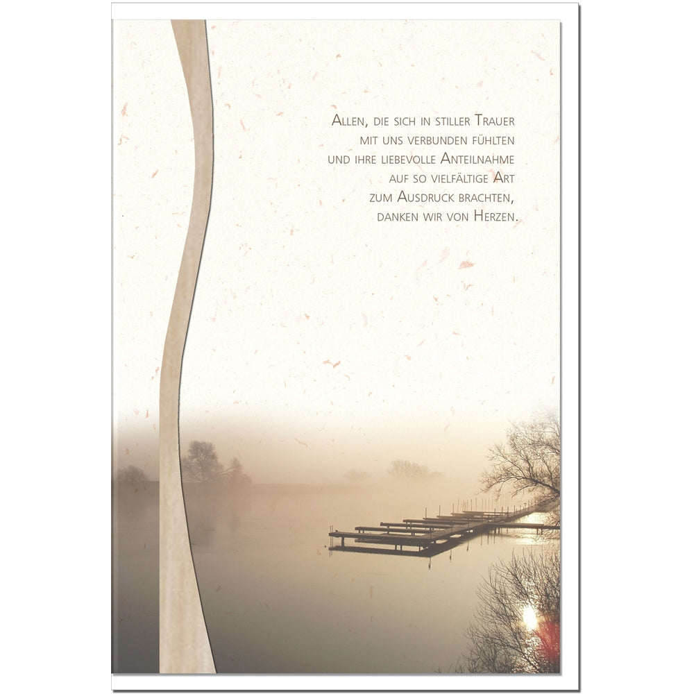 Trauer Danksagungskarten Motiv Steg im 5er Set mit weißen Umschlägen