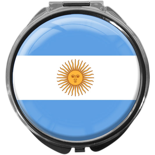 metALUm Pillendose mit Spiegel rund Metall 3 Fächer FLAGGE ARGENTINIEN #0012